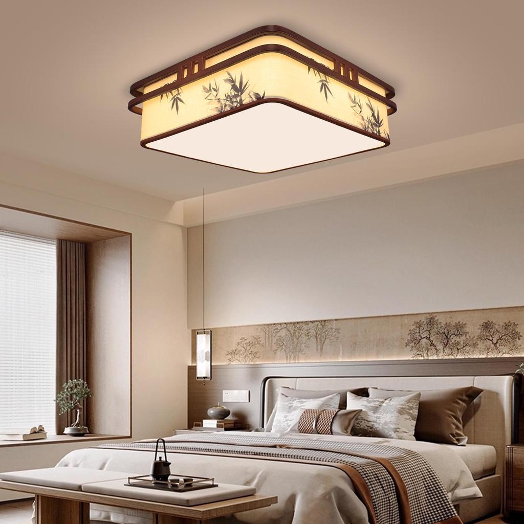Song Dynasty Bamboo Leaf Zen Ceiling Light for Living, Dining, Bedroom, or Study.