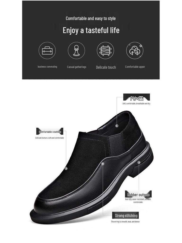 Men's Genuine Cowhide Leather Casual Shoes - 2025 Autumn/Winter Korean Style, Breathable & Versatile Retro Workwear Footwear