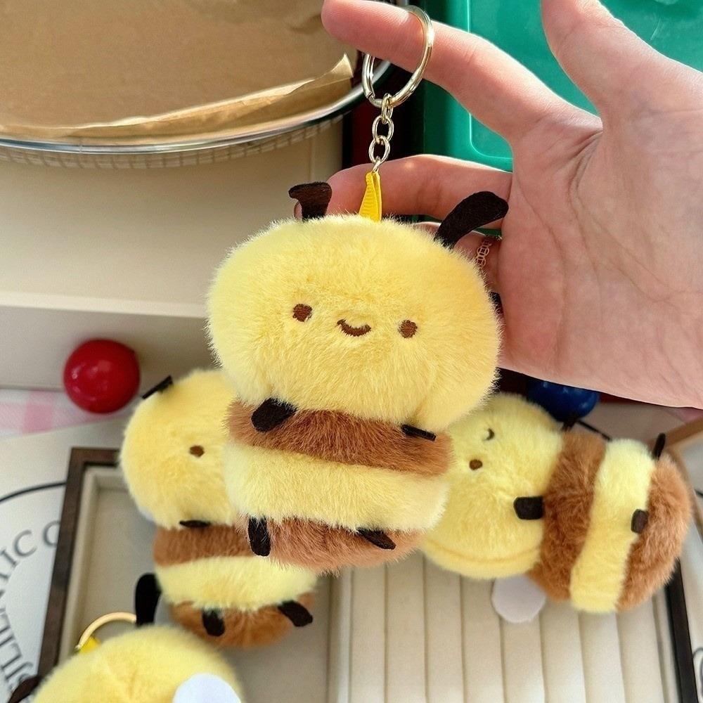 Chubby Animal Little Bee Pendant Soft Plush Stuffed Animal Keychain  Backpack Accessory Little Bee