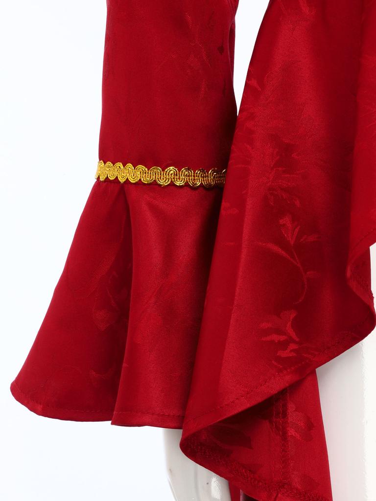 Girls Medieval Renaissance Costume Long Sleeves Lace Flounce Jacket Victorian Tailcoat Pirate Gothic Steampunk Outfit