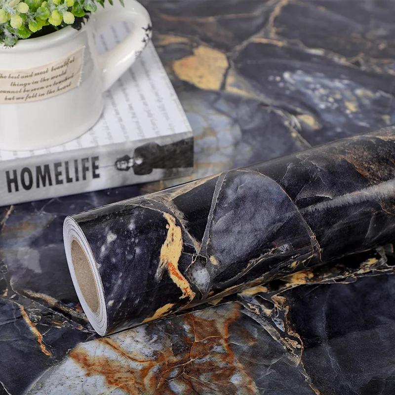 

Sapphire Marble Pattern Self-Adhesive Wallpaper Waterproof Oil-Proof Decorative Film for Desktop Window Sill Kitchen Wall 1m x 40cm