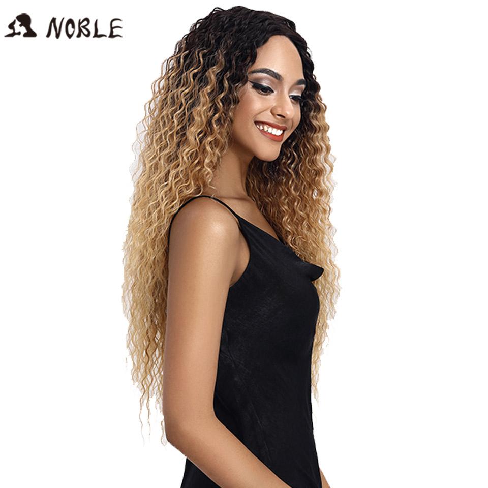 Noble Synthetic Lace Wigs For Black Women Middle Part Long 30" Ombre Blonde Wig With Dark Roots Wavy Heat Resistant Lace Wig