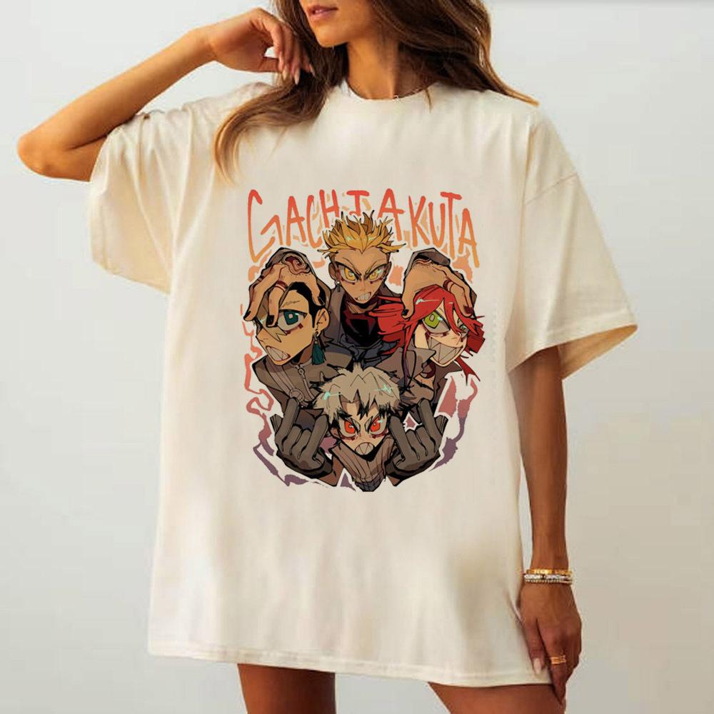 

Gachiakuta shirt female Pop Culture aesthetic Punk Psychedelic kawaii t shirt Punk Trendy University Grunge hip hop 2000s S