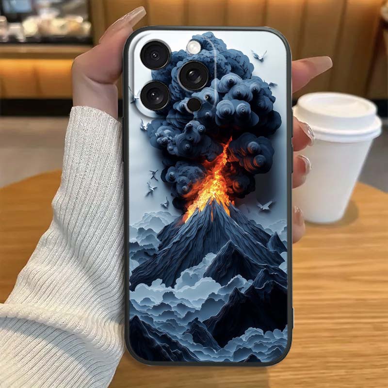 Creative landscape patterns Phone Case For Apple iPhone 17 16 16E 15 14 13 12 11 Pro Max Plus Black Soft Silicone