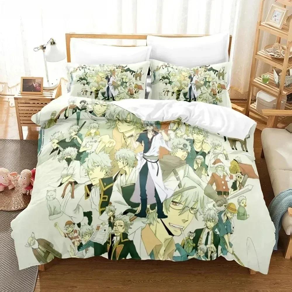 NEW 3D Anime Gintama Bedding Set Quilt Cover Pillowcases Single Double Full Queen King Kids Teens 3D Sakata Gintoki Duvet Cover