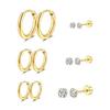 6 Pairs Hoop Earrings Cubic Zirconia Earrings Studs Set for Women 18k Gold Plated Surgical Steel Jewelry Gift