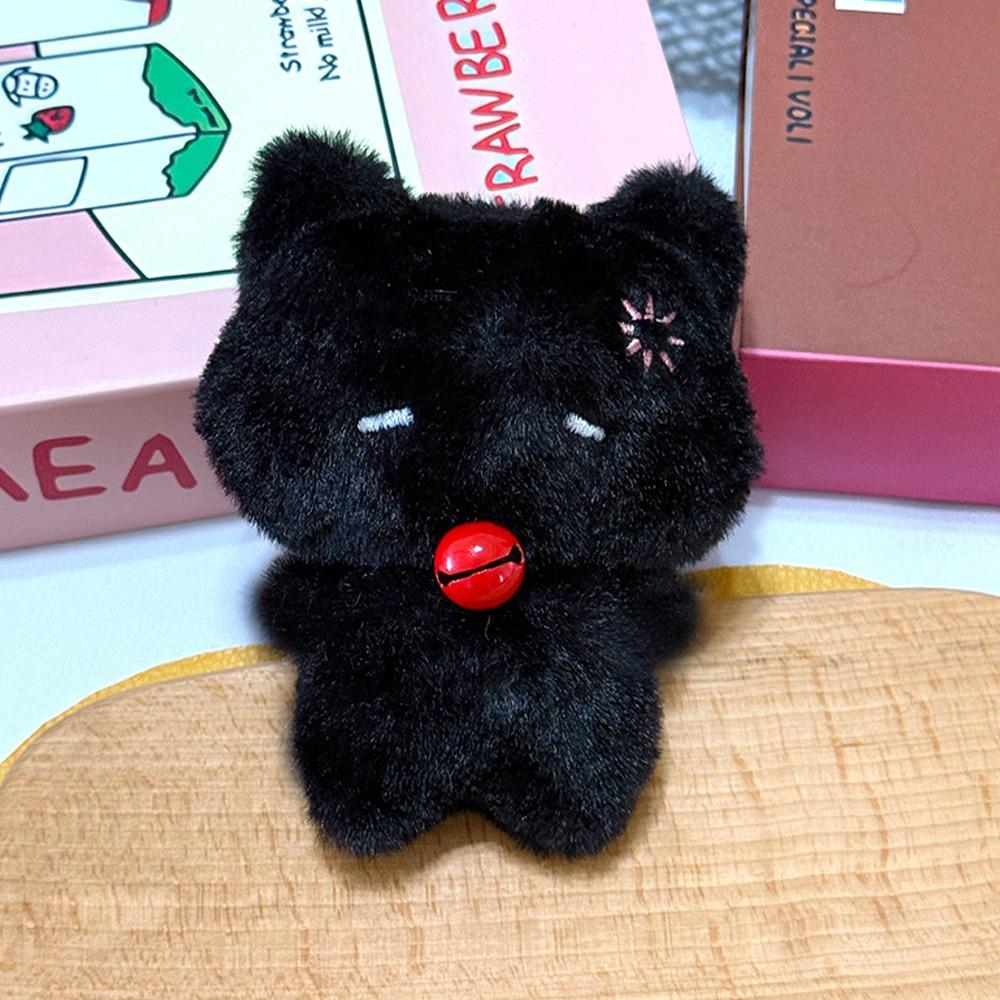 Angel Black Cat Plush Doll Keychain Badminton Car Key Ring Cute Doll Bag Pendant Gifts