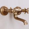 Vintage Copper Wall Mounted Kitchen Faucet - Double Handle Hot & Cold Water Mixer Tap for Home & Bathroom