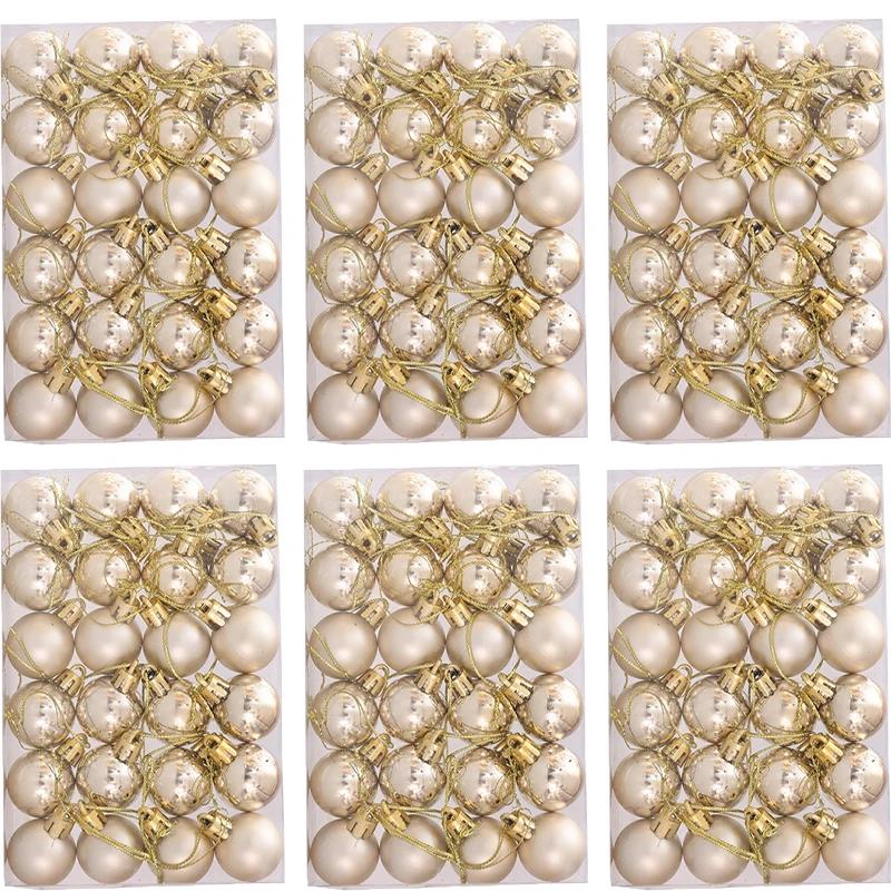 

24/72 шт. Мини-шарики для рождественской елки с гальваническим покрытием, подвески для рождественской елки, набор для украшения праздничной вечеринки 72pcs-(3 box)