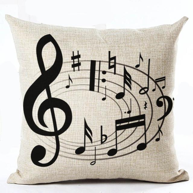 Retro Musiknoten bedruckte Leinwand quadratische Kissenbezüge für Auto Sofa Bürostuhl Einfache Heimdekoration Ornamente