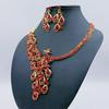 Colored Gemstone Peacock Necklace And Earrings Set - Bridal Accessories