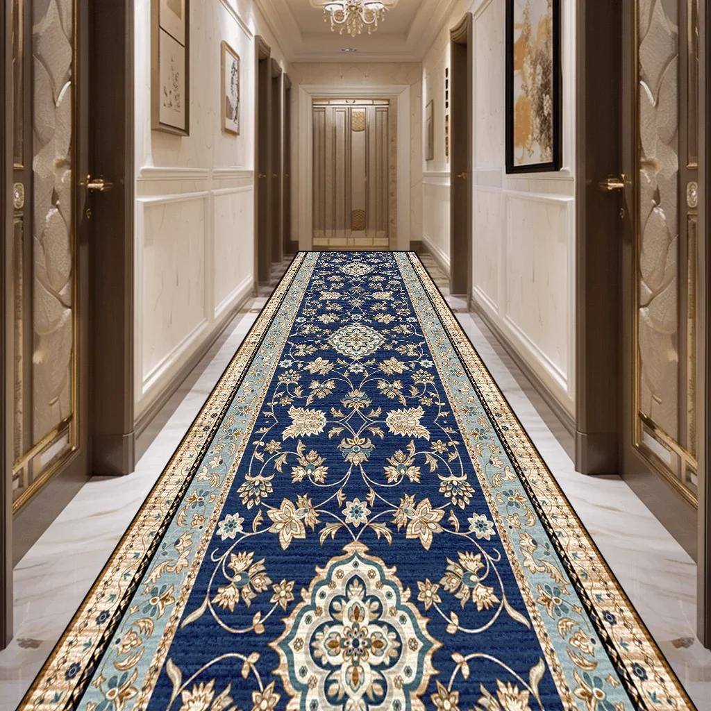 Hallway Runner Rug Persian Washable Long Corridor Carpet Vintage Lounge Rug Bedroom Decoration Non-Slip Carpets for Living Room