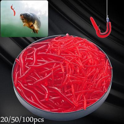 Lifelike Red Worm Soft Lure 35mm Earthworm Fishing Silicone Artificial Bait Fishy Smell Shrimp Additive Bass Carp