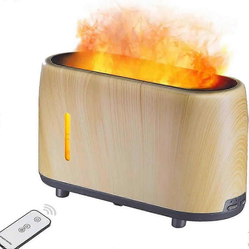 Flame Aromatherapy Diffuser, 240ml, Wood Grain, Large Room Essential Oil Machine