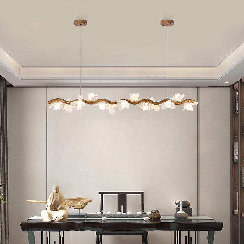 Wabi-Sabi Lotus Branch Chandelier for Japanese Retro Spaces