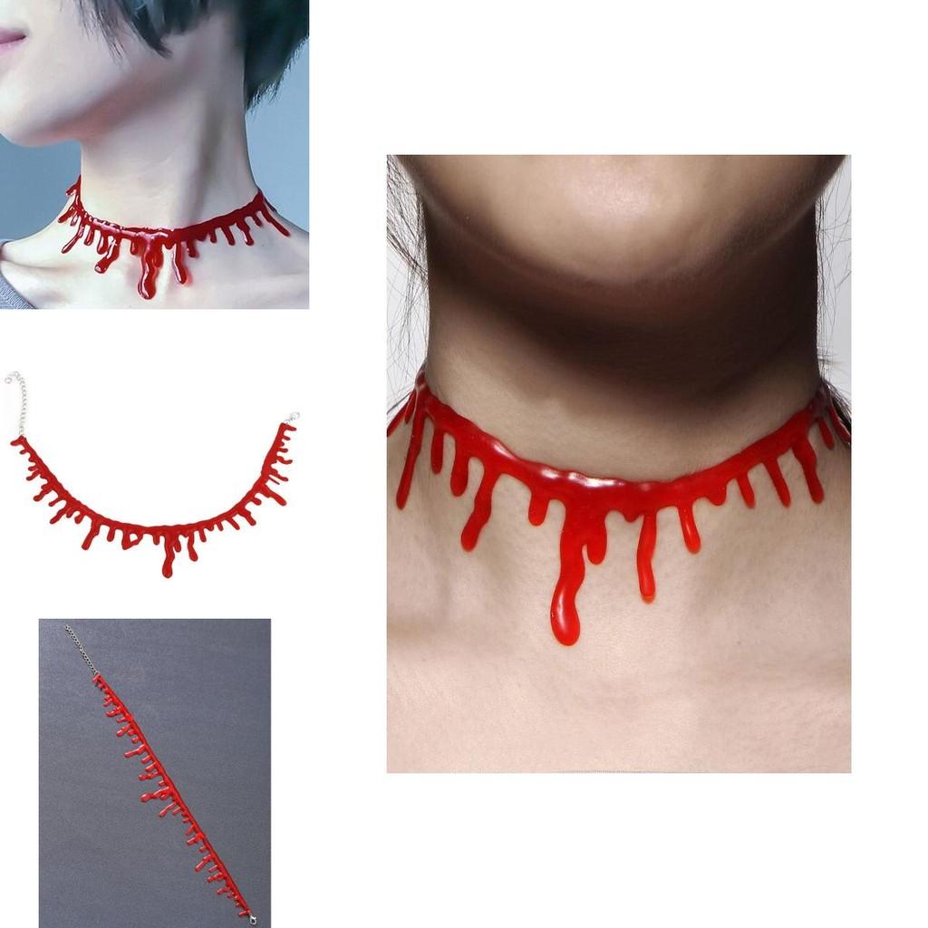 Halloween Vampire Necklace Spooky Gothic Style Plastic Geometric Blood Necklace