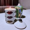 Vaso portaoggetti in ceramica con design sul viso, per gioielli, candele, decorazione da scrivania, contenitore in stile europeo
