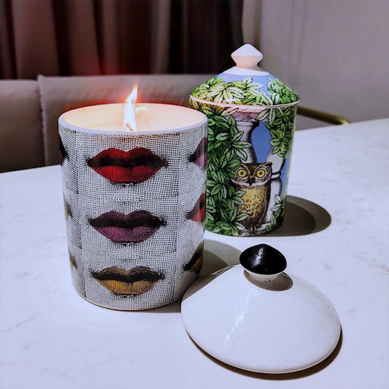 Vaso portaoggetti in ceramica con design sul viso, per gioielli, candele, decorazione da scrivania, contenitore in stile europeo