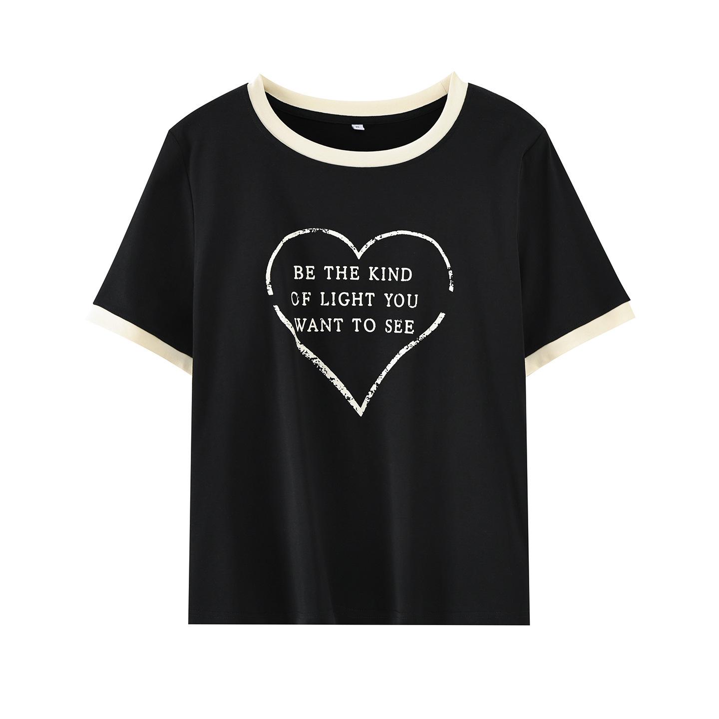 

Zhi Xuan Plus Size Women s Color Block Round Neck Short Sleeve T-shirt - Spring 2026 Stylish Loose Top XL (130-150 jin) чёрный