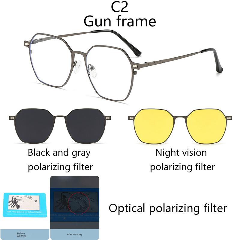 

Sunglasses 3 In 1 Magnetic Glasses Paired Prescription Two Polarized Clips Night Vision Strong Magnet Is Firmly SHOW AS PICTURE
