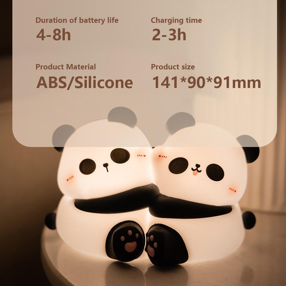 Panda LED Night Light 3 Level Dimmable Touch Bedroom Bedside Table Cute Silicone Lamps Room Decor Lighting Lamps for Children