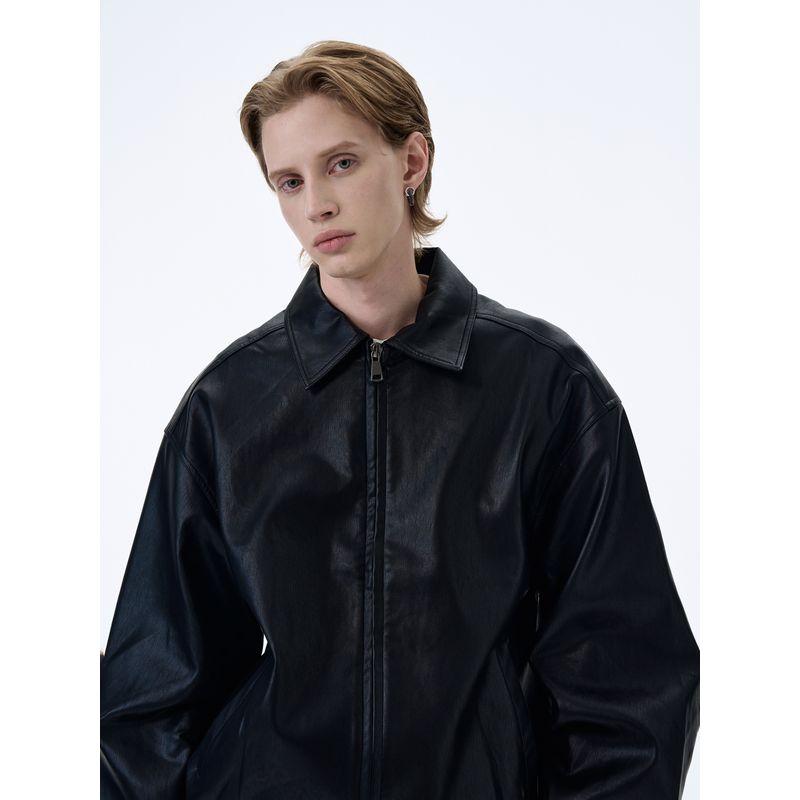 Kisko American Street Style Bomber Silhouette Black Motorcycle Jacket Unisex Trendy Brand Cool Lapel Leather Jacket