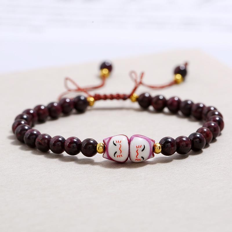Retro sweet bracelet women's small fresh and versatile fashion temperament pink amethyst hand rope jewelry