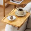 Faltbares Sofa-Tablett Natürliches Holz Sofa-Armlehnen-Clip-On-Tablett Haushalt Tragbares Armlehnen-Tablett für Snacks Getränke Kaffeeteller