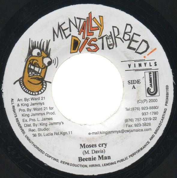 7inch Record BEENIE MAN - Moses Cry NONE Mentally Distur 2000 Jamaica Reggae, Ska & Dub Used