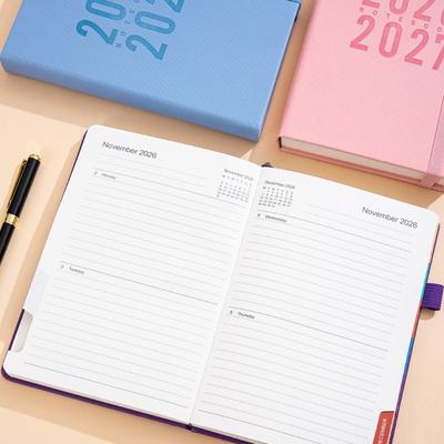 English 2026 Schedule Planner Notepad Pu Leather 12 Months To-do List Notebook Wear-resistant Portable Office Work Planner