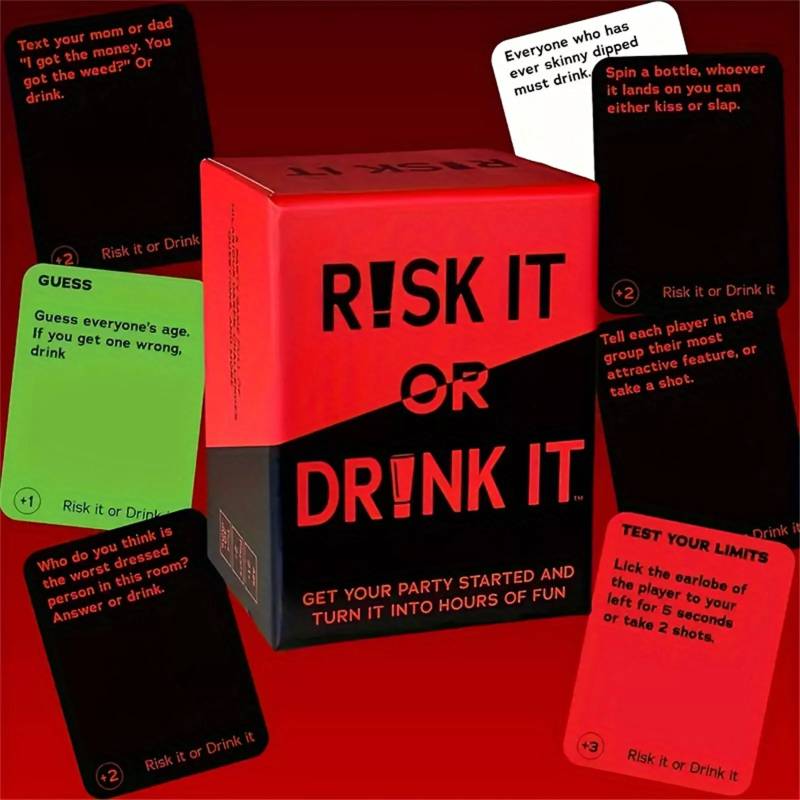 Or Risk It Drink It Card Game Drinking Games Party Toy Fun Prop Interaction