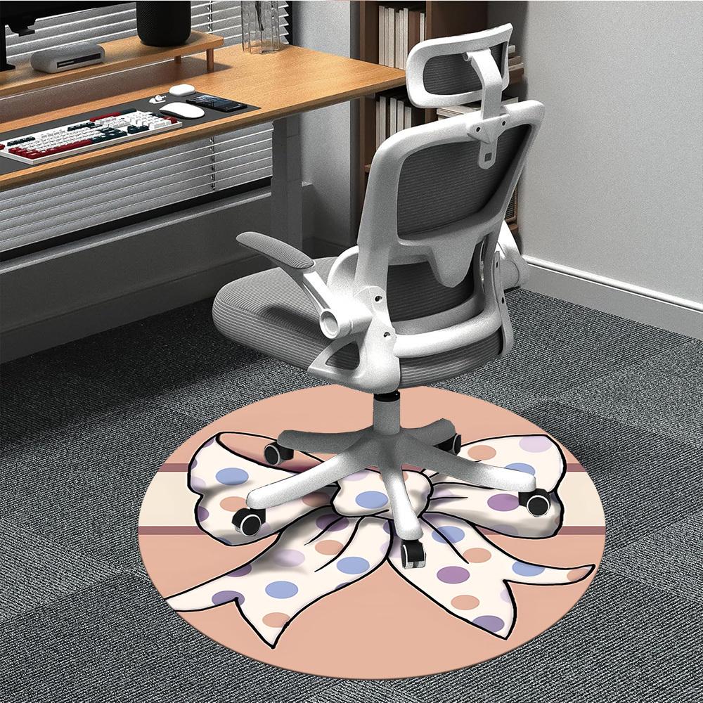 

1pc Polka Dot Bow Office Round Rug, Non-slip, Soft and Durable Office Rug for Interior Decoration, Perfect for Office, Beautiful Decoration yy26031204 80cm by 80cm