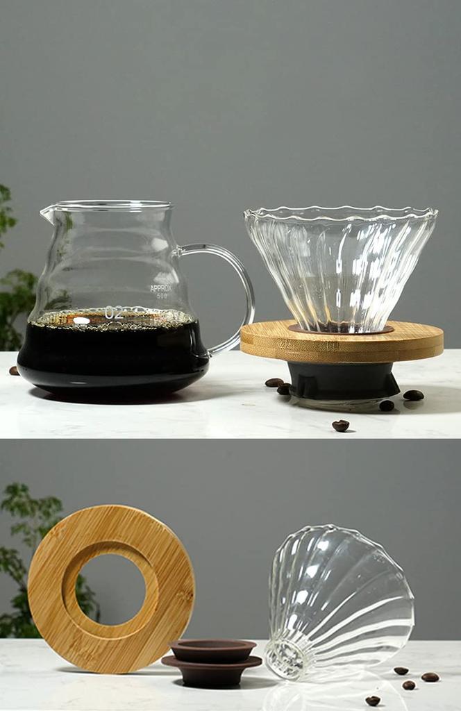 Gugrida 600ml Coffee Server, Drip Coffee Server, Hand Drip Coffee Server, Heat and Cold Resistant, High Boron Silica Glass Material (Transparent)