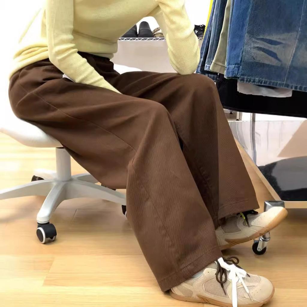 Women's High Waist Straight Leg Jeans Casual Brown Denim Pants Vintage Trousers