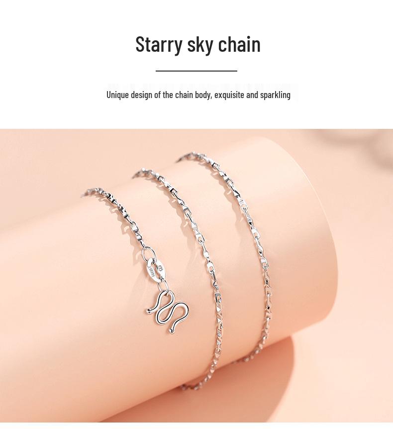 S925 Sterling Silver Women's Clavicle Necklace - Plain Snake Bone, Water Wave, Melon Seed, Ingot Chains. No Pendant Included.