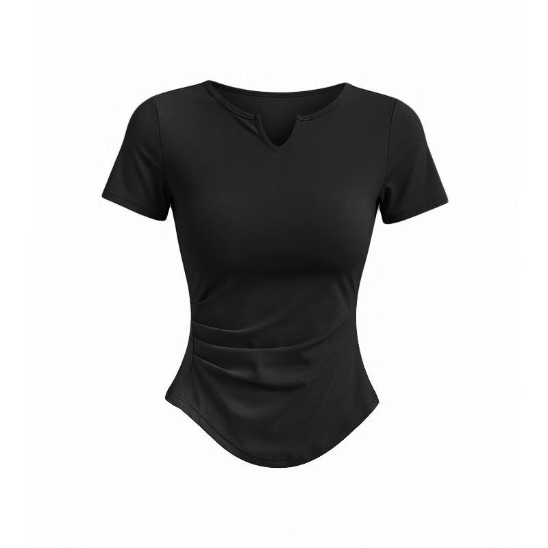 Small friendly yoga T-shirt women's V-neck waist short thin quick-drying breathable sports fitness clothes top
