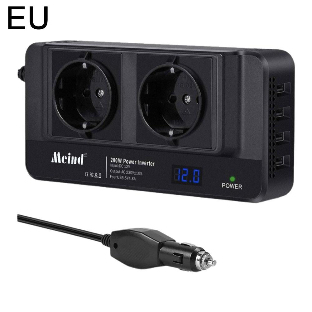 200W Car Power Inverter Modified Sine Wave Power Adapter DC 12V To AC 110V 220V  Fast Charging Universal US EU Plug Socket