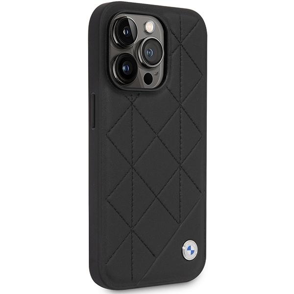 Case for iPhone 14 Pro BMW Leather Quilted Black