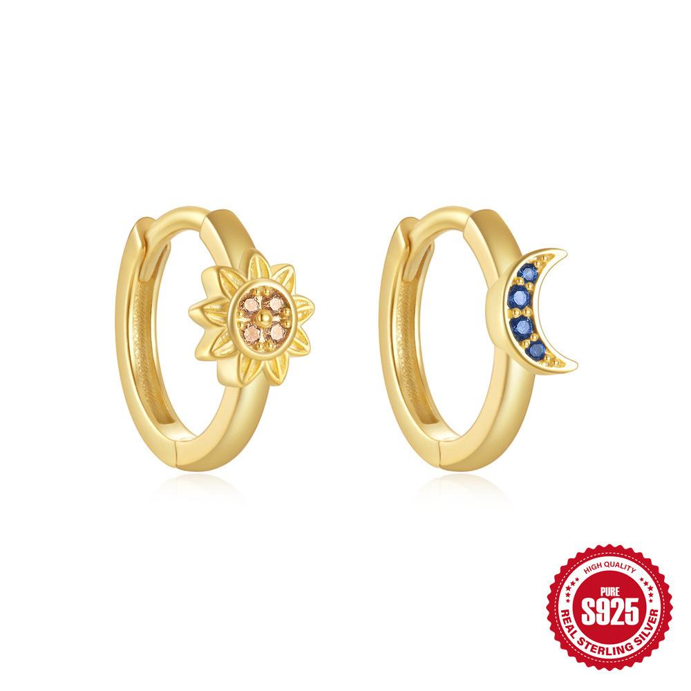 S925 Sterling Silver Simple Classic Diamond Set Small Round Geometric Earrings Earrings Earrings Ear Buckles Earrings