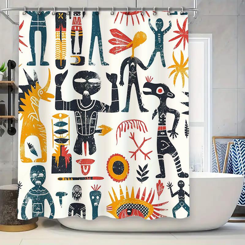 

Exotic Art Shower Curtain Abstract Tribal Design For Bathroom Decor In Multiple Colors! W60H190(CM)-1 Pcs