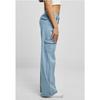 Pantalon cargo - Urban Classics - Femme - Taille haute - Denim extensible - Bleu clair