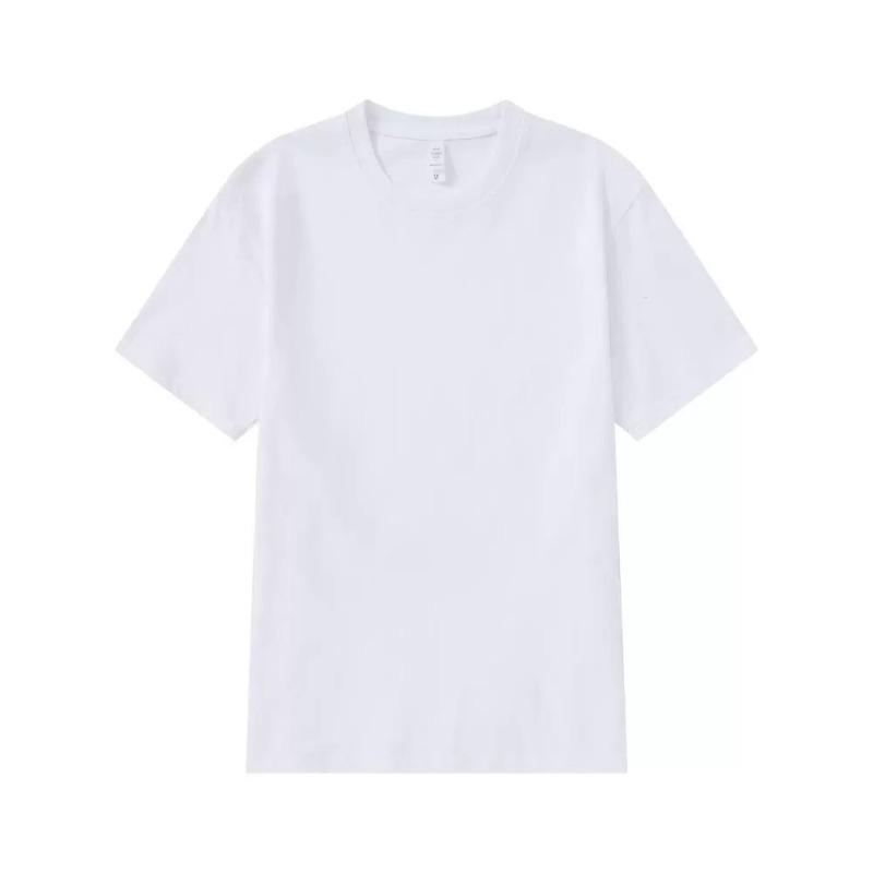 Summer solid color 240g pure cotton base white versatile round neck long-sleeved short-sleeved t-shirt men s breathable pure cotton short-sleeved S