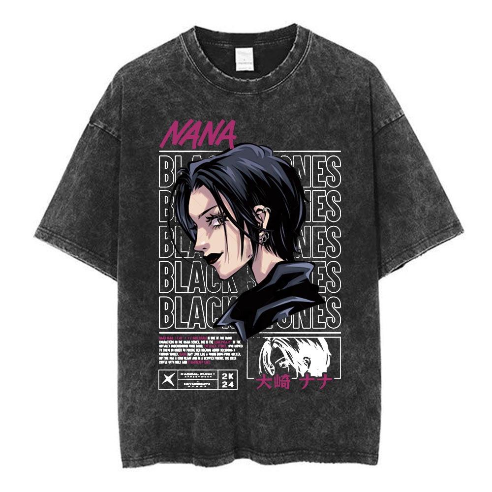 Nana Osaki Japanese Retro Washed T-shirt Men's and Women's Short Sleeved T-shirt Casual T-shirt