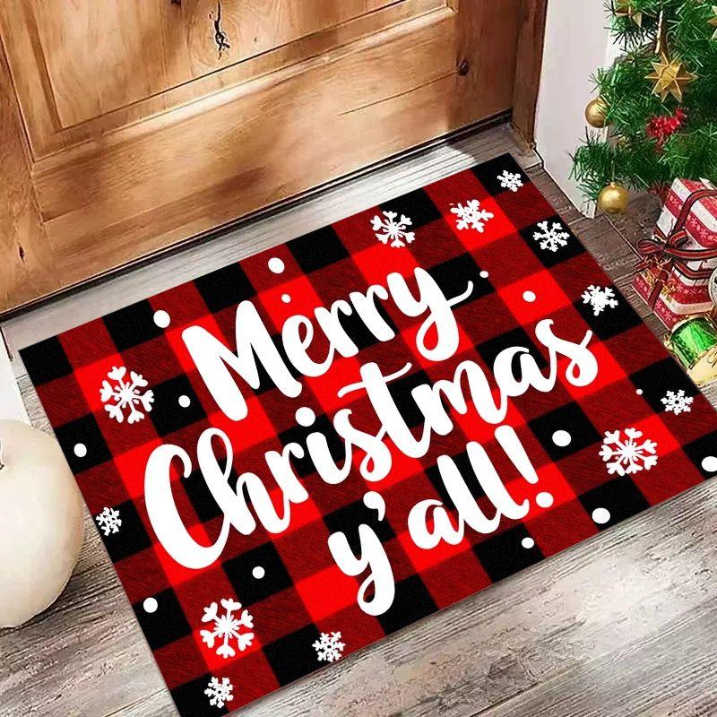 Happy Christmas! Simple Printed Carpet Home Decor, Soft And Absorbent, Bathroom Anti-Slip, Durable In The Entrance Rug