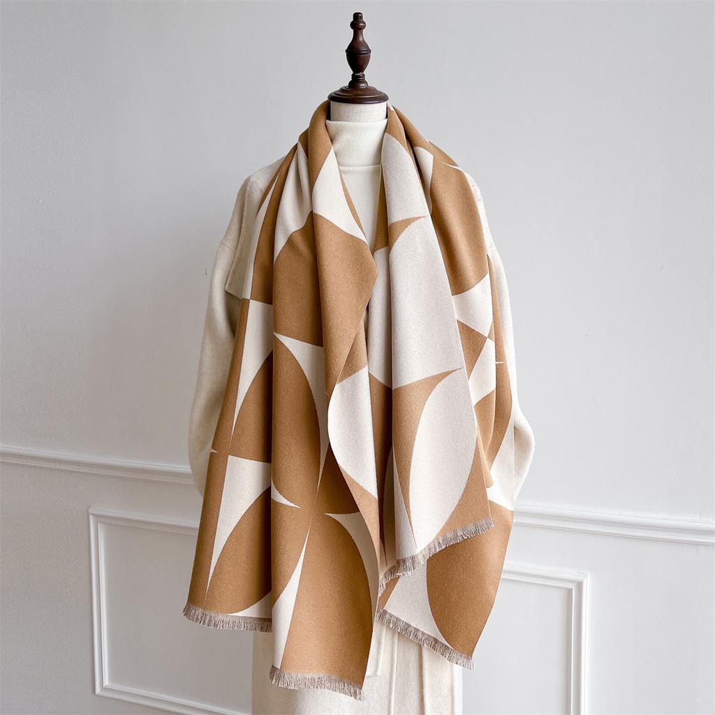 Versatile Imitation Cashmere Fringed Scarf Autumn And Winter With Loose Shawl High-End Women