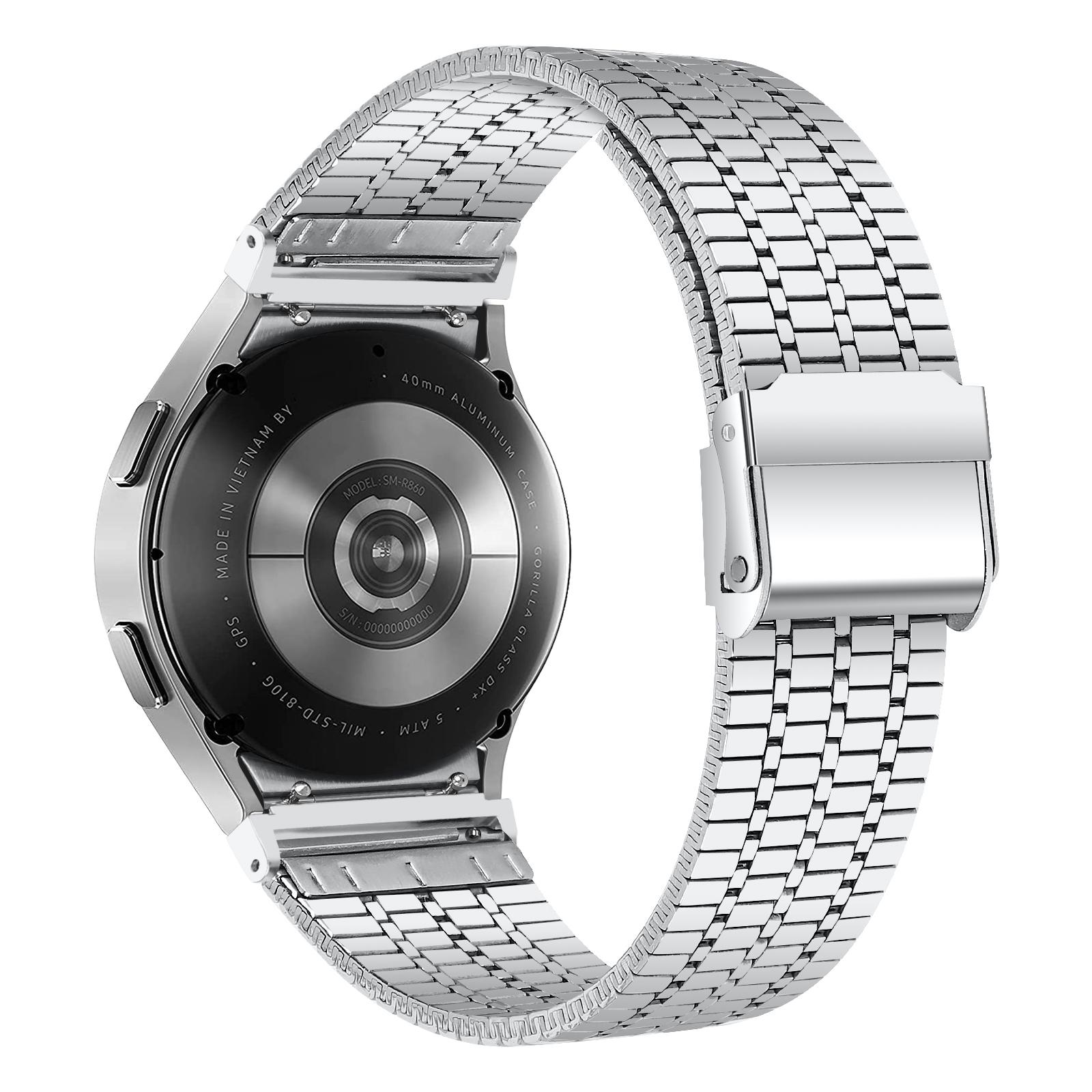 

Сменный ремешок для Samsung Galaxy Watch7 44мм/40мм с коннектором, 7-звенный ремешок для умных часов из нержавеющей стали, серебристый A