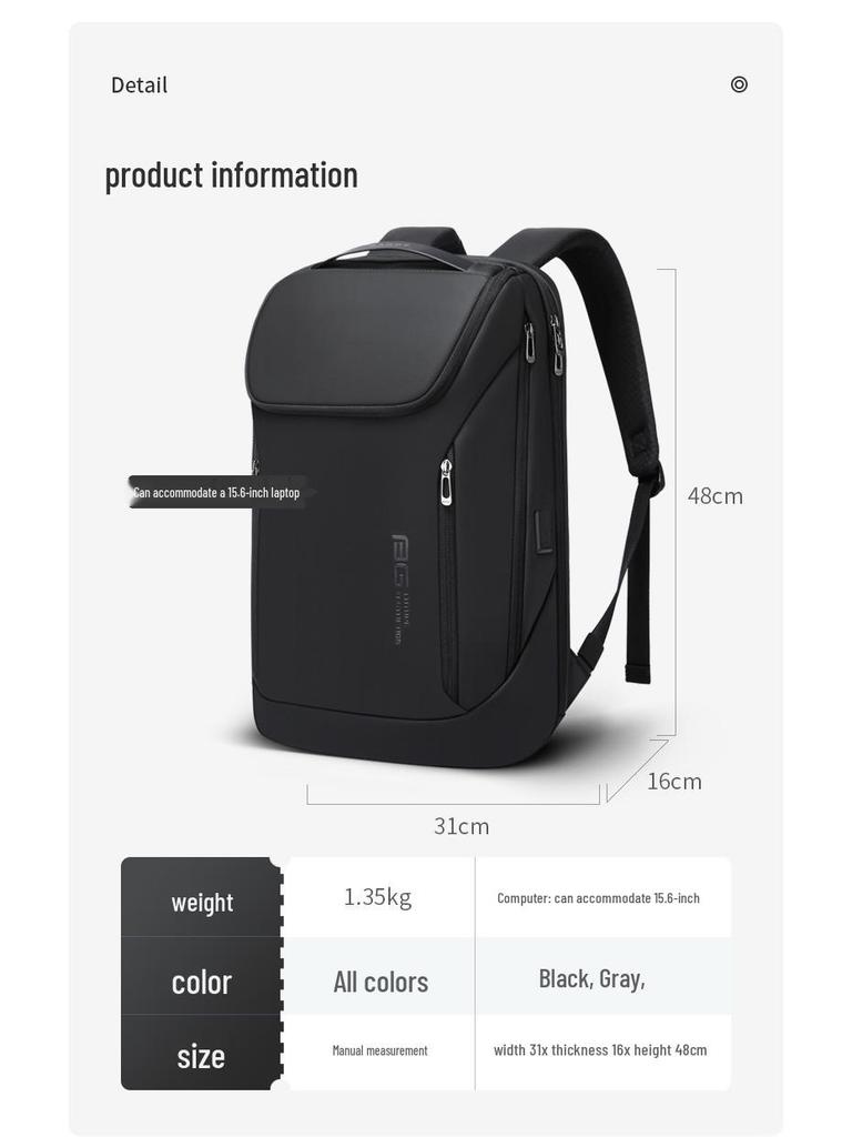 BANGE Men's Large Capacity Korean Business Travel Backpack