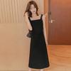 Small Grain Suspender Dress Women's Spring and Summer High-end Small Black Dress Covering Meat and Showing Thinness Small Man Long Skirt