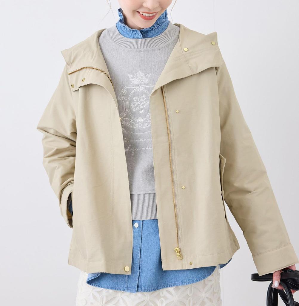 ROPE PICNIC Basic Mountain Parka with Pollen Guard and GDL15140 Women's Water-Repellent Finish, Beige,