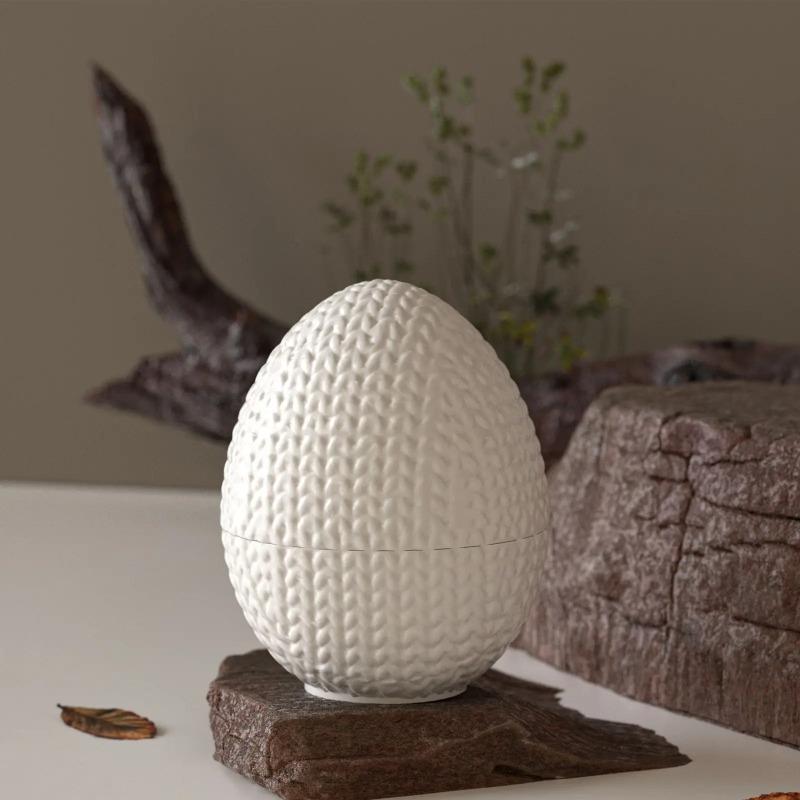 DIY Knitting Yarn Egg Shaped Oval Silicone Mold for Resin Candle Making Gypsum Plaster Storage Jar Cup Molds
